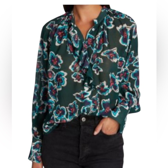 Tanya Taylor Briella Floral Silk Blouse - Picture 1 of 7